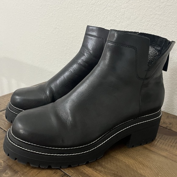 Gianni Bini Shoes - Gianni Bini Boots Black Leather Lug Sole Chunky Combat Size 11 M